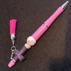 Handcrafted Jesus Pen with Tassel and Cross Charm